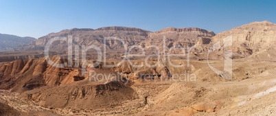 Scenic desert landscape in the Small Crater (Makhtesh Katan) in Israel's Negev desert