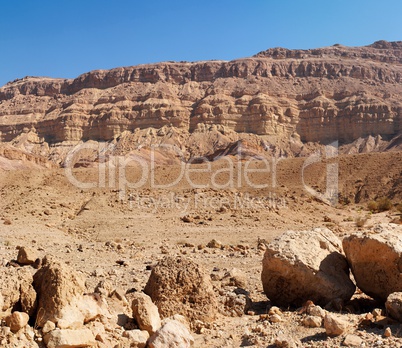 Rim wall of the Small Crater (Makhtesh Katan) in Israel's Negev desert