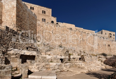 Wall of Jerusalem Old City near the Dung gate