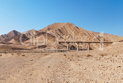 Bridge in the desert near the Large Crater (Makhtesh Gadol) in Israel's Negev desert