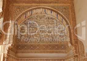 Arabic stone engravings in the Alhambra palace in Granada, Spain