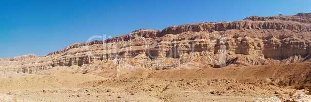 Rim wall of the Small Crater (Makhtesh Katan) in Israel's Negev desert