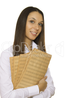 Young woman holding sheet music