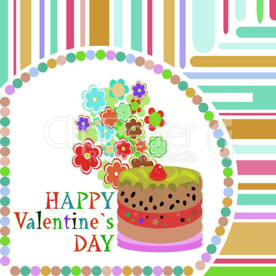 Vector valentine`s day frame with sweet cupcake. vector