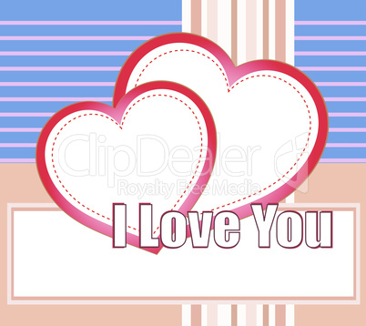I love you and hearts on a style vector background