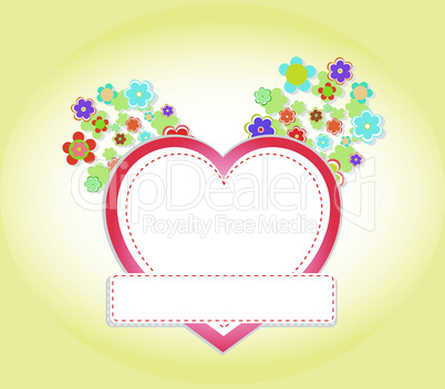 floral heart wedding or valentine invitation card. vector illustration