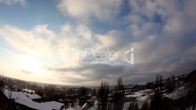 Sunset with fisheye view, evening (Time Lapse)