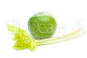 celery and green grapefruit  isolated on white