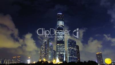 Hong Kong skyscrapers exterior at night 001