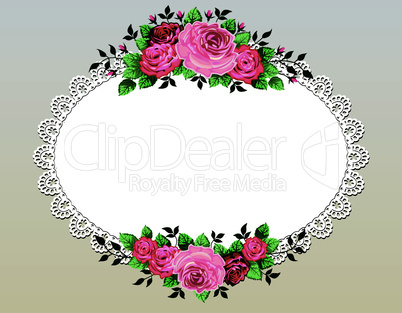 Vintage roses bouquet frame