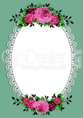 Vintage roses oval frame