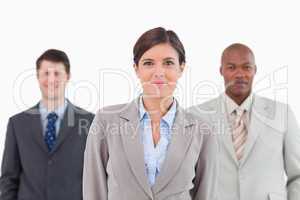 Three businesspeople standing together