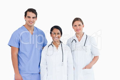 Smiling medical staff standing together