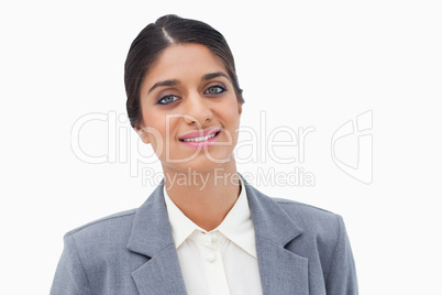 Tired smiling businesswoman