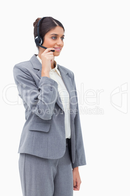 Call center agent with headset