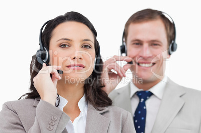 Call center team with their headsets