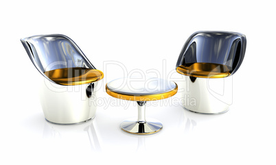 Gold Silver Clubchairs