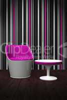 Moderner Stuhl mit Tisch im Licht - Pink Weiß
