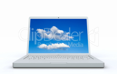 Laptop mit Wolken im Display