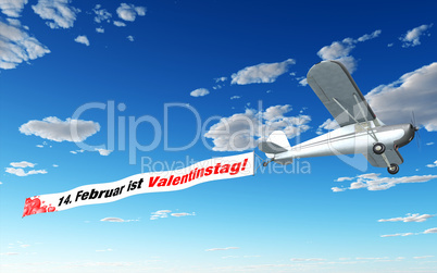 Flugzeug Banner - 14. Februar ist Valentinstag!