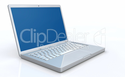 Notebook Silber mit blauem Bildschirm