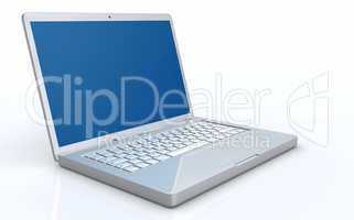 Notebook Silber mit blauem Bildschirm