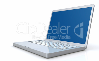 Silver netbook on white background