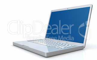 Silver netbook on white background