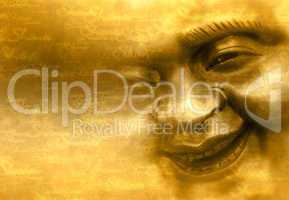 Happy Buddha - Shanti Hintergrund Gold
