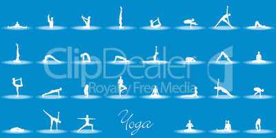 Yoga Posen Set - Blau Weiß