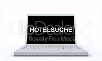 Laptop Text Konzept - Hotelsuche