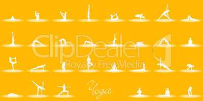 Yoga Posen Set - Gelb Weiß