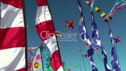 Kites and banners blowing in the wind