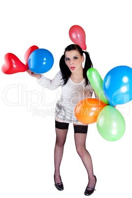 Frau mit Luftballons