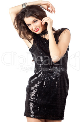 Fashion model in sequin dress