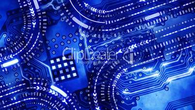 blue technology circuit board background loop