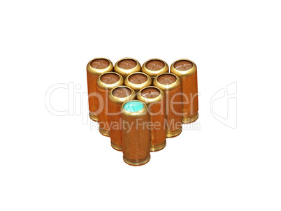 Gas cartridges in a triangle pyramidide.Isolated.