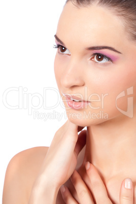 Closeup portrait of a beautiful young woman