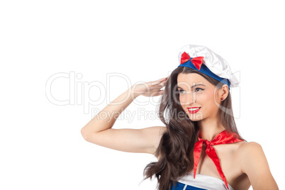 Sexy sailor woman saluting
