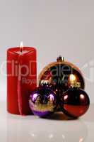 candle with christmas tree balls