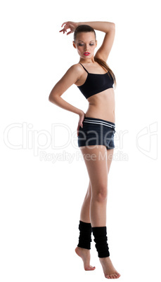 cute young woman posing in fitness cloth