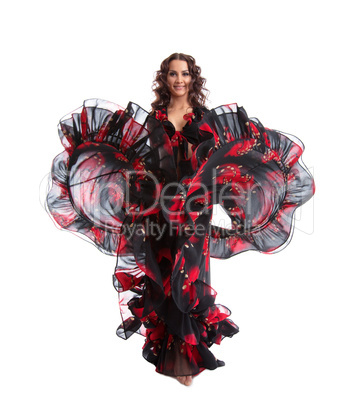 Woman dance in gypsy red and black costume