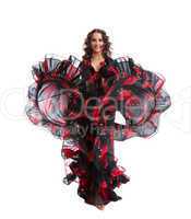 Woman dance in gypsy red and black costume