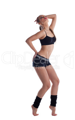 happy young woman dance in fitness cloth