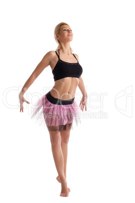 young woman posing in dance ballet costume