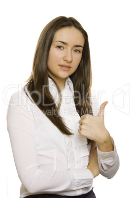 Success woman thumb up