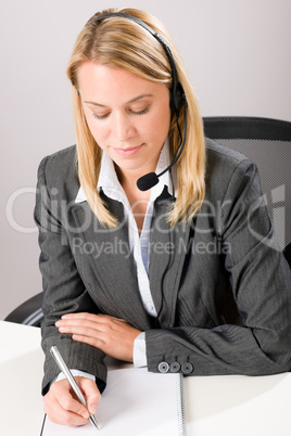 Customer service woman call operator phone headset