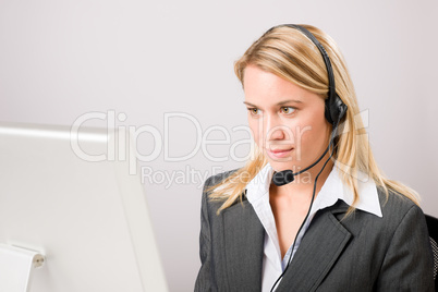 Customer service woman call operator phone headset