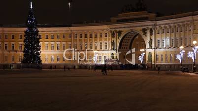 St Petersburg, The Hermitage and Palace Square at night