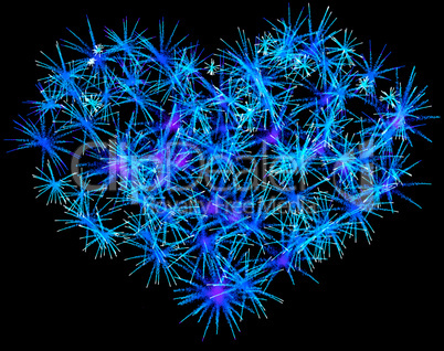Blue Fireworks heart shape for Valentines Day